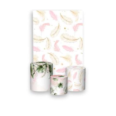 Imagem de Painel De Festa Vertical 1,50 x 2,20 + Trio De Capas Cilindro - Tropic