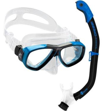 Imagem de Kit de Mergulho Máscara+Respirador Cressi Focus + Orion Dry, Azul