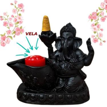 Imagem de Porta Incenso e Vela Cascata Invertida Ganesha Mão com Lótus - REINO Z
