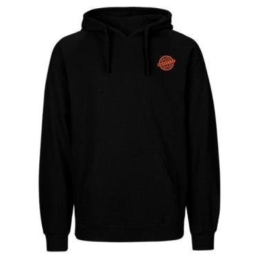 Imagem de Blusa de Frio Flanelada Preta Moletom Canguru Estampas Variadas - Rela