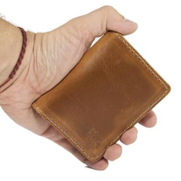 Imagem de Carteira Masculina Fina Porta Cartão Em Couro - Use Young, Caramelo