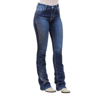 Imagem de Calça Jeans Feminina Azul Flare com Strass Dock's 37386, 38