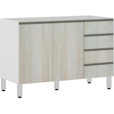 Imagem de Balcão De Pia Sem Tamp 120cm Branco Com Legno Crema - LUCIANE