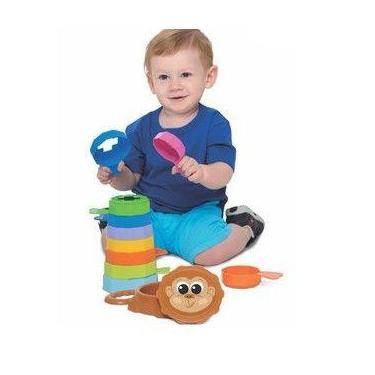 Imagem de Brinquedo de Empilhar Educativo/TreinoBaby Macaco Mercotoys - Plena Mi