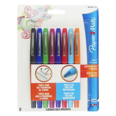 Imagem de Caneta Hidrográfica Paper Mate Flair Média com 8 Cores