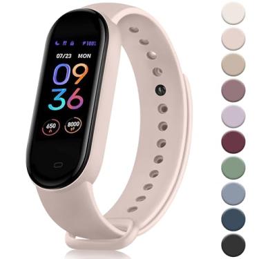 Imagem de Meliya Pulseiras para Amazfit Band 5 Pulseira de substituição feminina e masculina, pulseira esportiva de silicone macio compatível com acessórios Amazfit Band 5 (areia rosa)
