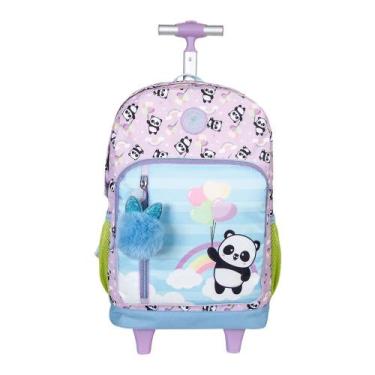 Imagem de Mochila Rodinhas Panda Pandinhas Bolsa Escolar Lilás Grande - Xeryus, 