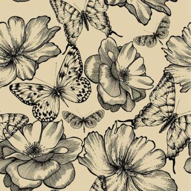 Imagem de Papel De Parede Temático Borboletas E Flores - 1,50x0,50m - DEKAL DECO