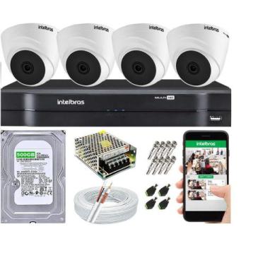 Imagem de Kit Cftv 4 Câmeras De Segurança Intelbras Dome IR E Dvr Mhdx Multi Hd 
