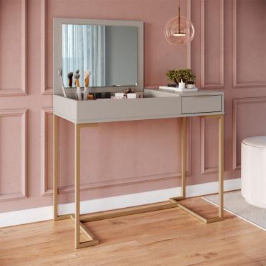 Imagem de Penteadeira com Espelho Amélia 1 Porta 1 Gaveta Arenas e Champagne