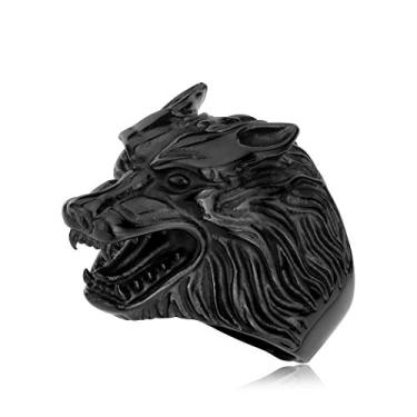 Imagem de Gungneer Colar masculino com pingente de martelo Thor Mjolnir Viking com cabeça de lobo quadrado, aço inoxidável 316L, 2 contas de runas para presente, Metal, n