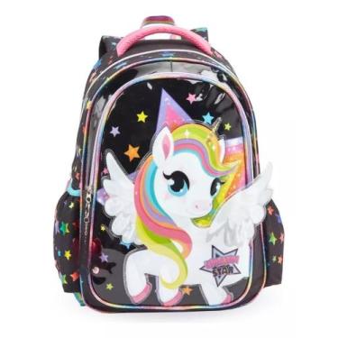 Imagem de Mochila Costas Unicornio Power Rock Star Meninas Escolar - Denlex