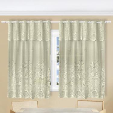 Imagem de Cortina de Renda de Cozinha Tulipas 2m x 1,5m + 40cm Bandô Beija Flor 