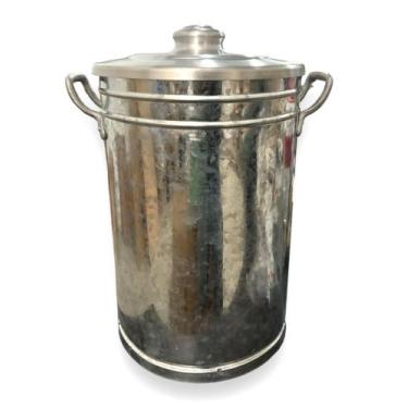 Imagem de Lixeira Latão de lixo Galvanizada Redonda Vintage Decorativa Com Tampa