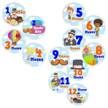 Imagem de Kit adesivo Mundo Bita 12 meses mesversario bebe para colar no body - 