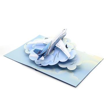 Imagem de ASVP Shop Cartão pop-up de avião para todas as ocasiões, cartão feito à mão, para pilotos viajantes, fãs de avião, cartão de aniversário, cartão de felicitações de linha aérea - Suprise de voucher de