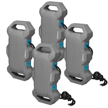 Imagem de VIVOHOME Pacote com 4 para-lamas de barco de EVA para ancoragem, para-choques de barco com corda de nylon e trava fixa para iates, botes à vela, barcos, cinza