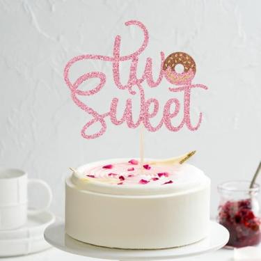 Imagem de Florcmet Two Sweet Birthday Party Supplies-Donut Cake Toppers Candy Two Sweet Cake Decorations,Donut 2nd Themed Baby Shower/Boys Girls 2 year old Birthday Cake Decoration Supplies