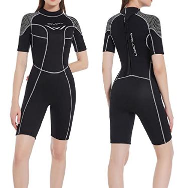Imagem de Goldfin Roupa de mergulho feminina, masculina, neoprene de 3 mm, roupa térmica para surfe, mergulho, natação, zíper traseiro para esportes aquáticos (feminino, PP)