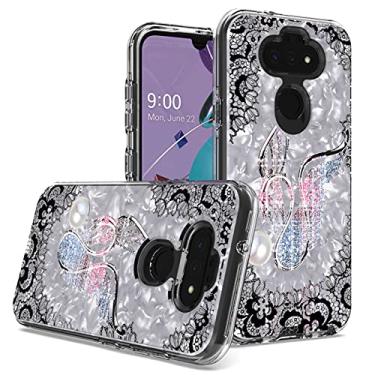 Imagem de CELZEN - Para LG Aristo 5, K31 Rebel, Tribute Monarch, Fortune 3, Phoenix 5, Risio 4, K31, K8X - Capa de telefone com imagem em relevo - AC6 Swan Lace