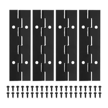 Imagem de PATIKIL Dobradiça de piano de 10 x 3 cm, pacote com 4 dobradiças contínuas de aço inoxidável 304 com furos para porta de portão de piano, caixa de armazenamento de madeira, barco, armário, preto