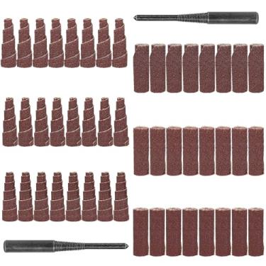 Imagem de NuoDunco 50 Unidades de 1-1/2" de Papel de Areia Cartucho Abrasivo Rolos de Cilindro de Cone Disco de Aba Rotativa 1/4" Moedor de Disco de Lixa Lixadeiras de Tambor para Trabalhar Madeira de Metal
