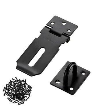 Imagem de Heyous Trava de aço inoxidável preta 7,6 cm 180 graus Fecho de porta de armário antifurto engate de porta acessórios de ferragens travas para portões portas deslizantes galpões armários recipientes