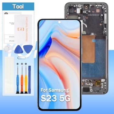 Imagem de Substituição de tela para Samsung Galaxy S23 5G SM-S911u S911a S911w OLED LCD Display Touch Digitalizador Assembly(preto com moldura)