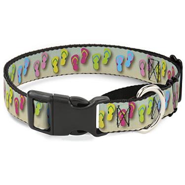 Imagem de Buckle-Down Flip Flops2 Aqua/Multi Color Martingale, 3,8 cm de largura, serve para pescoços de 40,6-58,4 cm