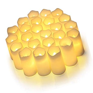 Imagem de Luz de Vela LED Sem Chama, Concha Amarela Quente Com Conjunto de Luz de chá de Plástico Em Formato para Decoração de Confissão de Casamento, Adequada para Vários Festivais (Sem