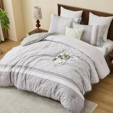 Imagem de PlushVibes Conjunto de edredom 100% algodão – edredom King King com estampa reversível moderna de 3 peças e 2 fronhas, 264 cm x 228 cm