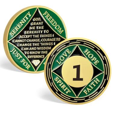 Imagem de NA Medalhão Just for Today NA Token NA Chips NA Coins banhado a ouro Narcóticos Moedas Anônimos Sobriedade Moeda Chip Aniversário Aniversário Token Recuperação Presente - Estojo de plástico