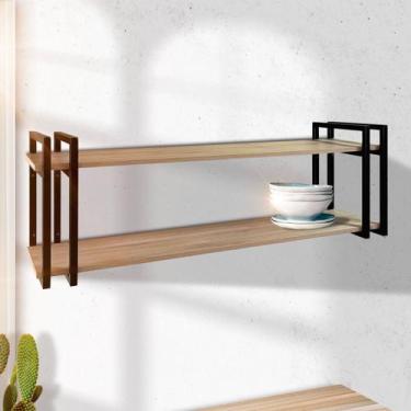 Imagem de Nicho Suspenso Ferro E Madeira Multiuso Organizadora Nova - Metal deco
