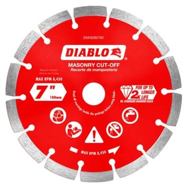 Imagem de Diablo Lâmina de corte de alvenaria segmentada de diamante para concreto, tijolo e bloco - 18 cm de diâmetro, corte de 2,4 mm, 8450 RPM máximo - DMADS0700