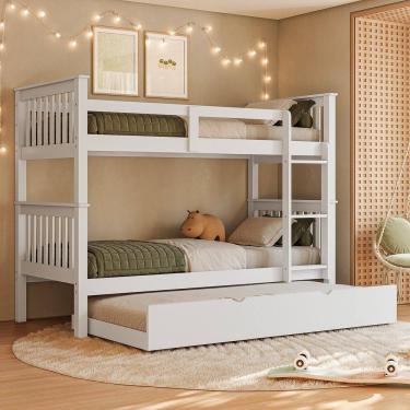 Imagem de Treliche Solteiro De Madeira Maciça Com Cama Aux Woodstore