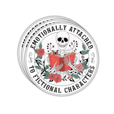 Imagem de 3 peças adesivo emocionalmente anexado a personagens fictícios esqueleto leitura livro amante adesivos presente para leitor emocional Bookworm decalque para laptop garrafa telefone carro capacete 7.6