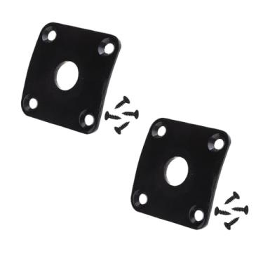 Imagem de DIAO79NI Placa de plástico curva profissional Jackplates quadrados compatíveis com guitarra EUA Les Paul Epiphone Les Paul, preto, conjunto de 2