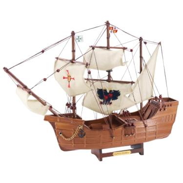 Imagem de NAUTIMALL Navios de madeira 40,6 cm Santa Maria Miniatura Tallship Modelos Náuticos Veleiro Decoração Dia dos Pais Presente de Natal Cristóvão Colombo