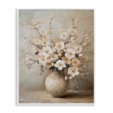 Imagem de Stupell Industries Design de parede giclée emoldurado de flores de cerejeira em cerâmica branca por Petal Prints Design, 40,6 x 50,8 cm