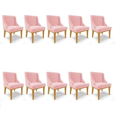 Imagem de Kit 10 Cadeiras De Jantar Liz Suede Rosa Bebê - DROSSI