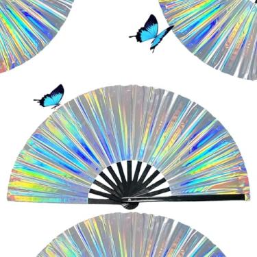 Imagem de Ventilador de botas no chão, ventiladores de clacking para dança de linha, ventilador de poping de dança de linha, ventilador de mão dobrável com cores a laser para resfriamento, dança, festa e