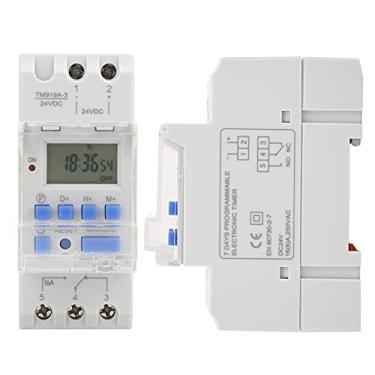 Imagem de Replaceable Battery CR2032, 24V DC 16A LCD, 7 Days Programmable Digital Timer Switches, Suitable 35mm DIN Rail Mounted, 24 Hours Countdown to OFF, Countdown Function, and Safe,