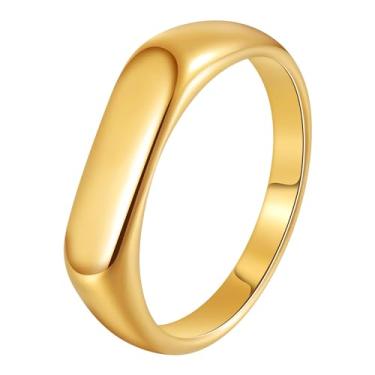 Imagem de Udolfly Anel masculino de aço inoxidável com sinete para homens e mulheres, prata/preto/dourado, anel de dedo quadrado, presente para pai e marido, 10, Metal, Sem pedra preciosa