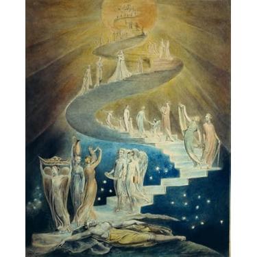 Imagem de Escada de Jacob Maçonaria Pintura de William Blake c. 1800, British Museum, Londres em Tela Repro (100 cm X 80 cm tamanho da imagem)