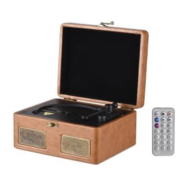 Imagem de Music Player Player, Cd de Bateria Recarregável Portátil de 3,5 Mm de Entrada Com Cd Player Com BT Turbable para Entusiastas da Música (Marrom)