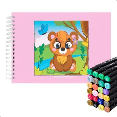 Imagem de Livro Para Pintura Arte + Conjunto 24 Canetinhas Ponta Dupla (LILAS)