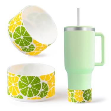 Imagem de R HORSE Bota de silicone Summer Lemon – Pacote com 2 capas protetoras antiderrapantes para garrafa de água Stanley Cup 1,134 g, protetor inferior para presentes de aniversário Stanley IceFlow Flip