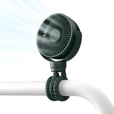 Imagem de JISULIFE Ventilador portátil para carrinho de bebê com bateria de 3900 mAh, mini ventilador recarregável por USB com 4 velocidades e ângulo ajustável de 720°, design de clipe de polvo para berço,