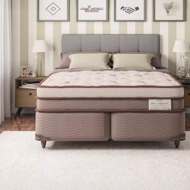 Imagem de Cama Box King Size Ortobom New Magestic com Molas Ensacadas 68x193x203cm - Marrom/Cinza