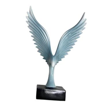 Imagem de Bothyi Estátua de águia espalhou sua coleção de asa ornamento decoração de casa decoração de escritório escultura estatueta de pássaro para barra de, Azul Claro